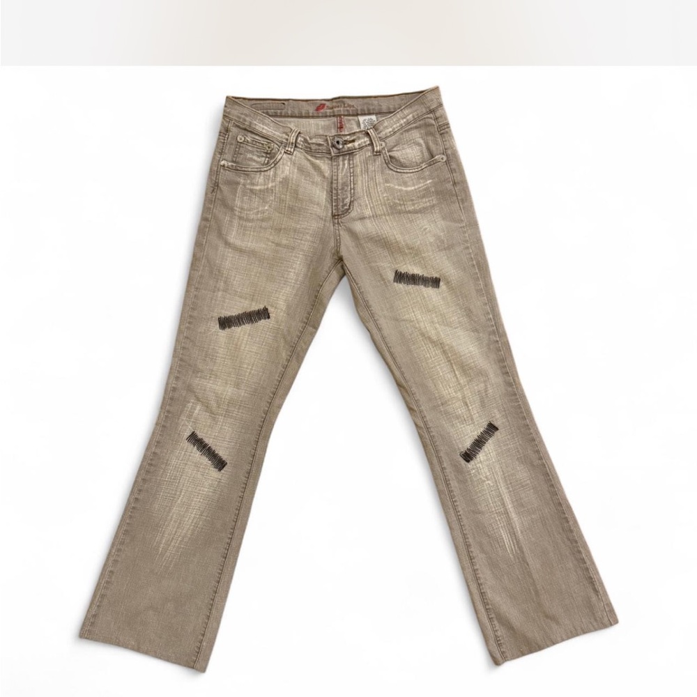 Men's Tan Distressed Jeans